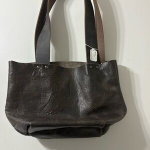 Brown/Grey Leather Tote Bag